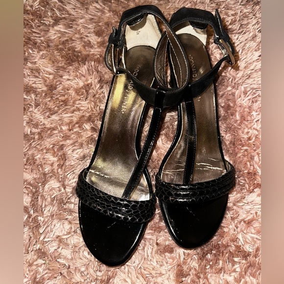 Donald J. Pliner Black snack print Strappy Women's Heels 9 party wedding - Picture 2 of 16
